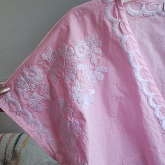 Pink Wrap Blouse with White Embroidery - Picture 7 of 7